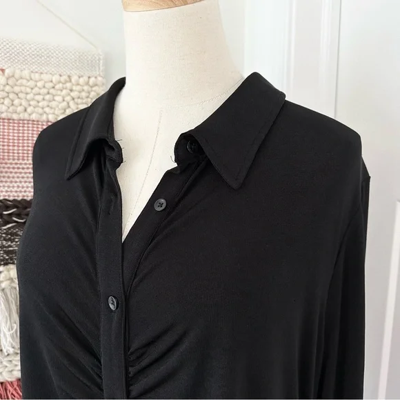 Good American Good Touch Button Front Ruched Midi Dress Black Size 3XL - Picture 8 of 12